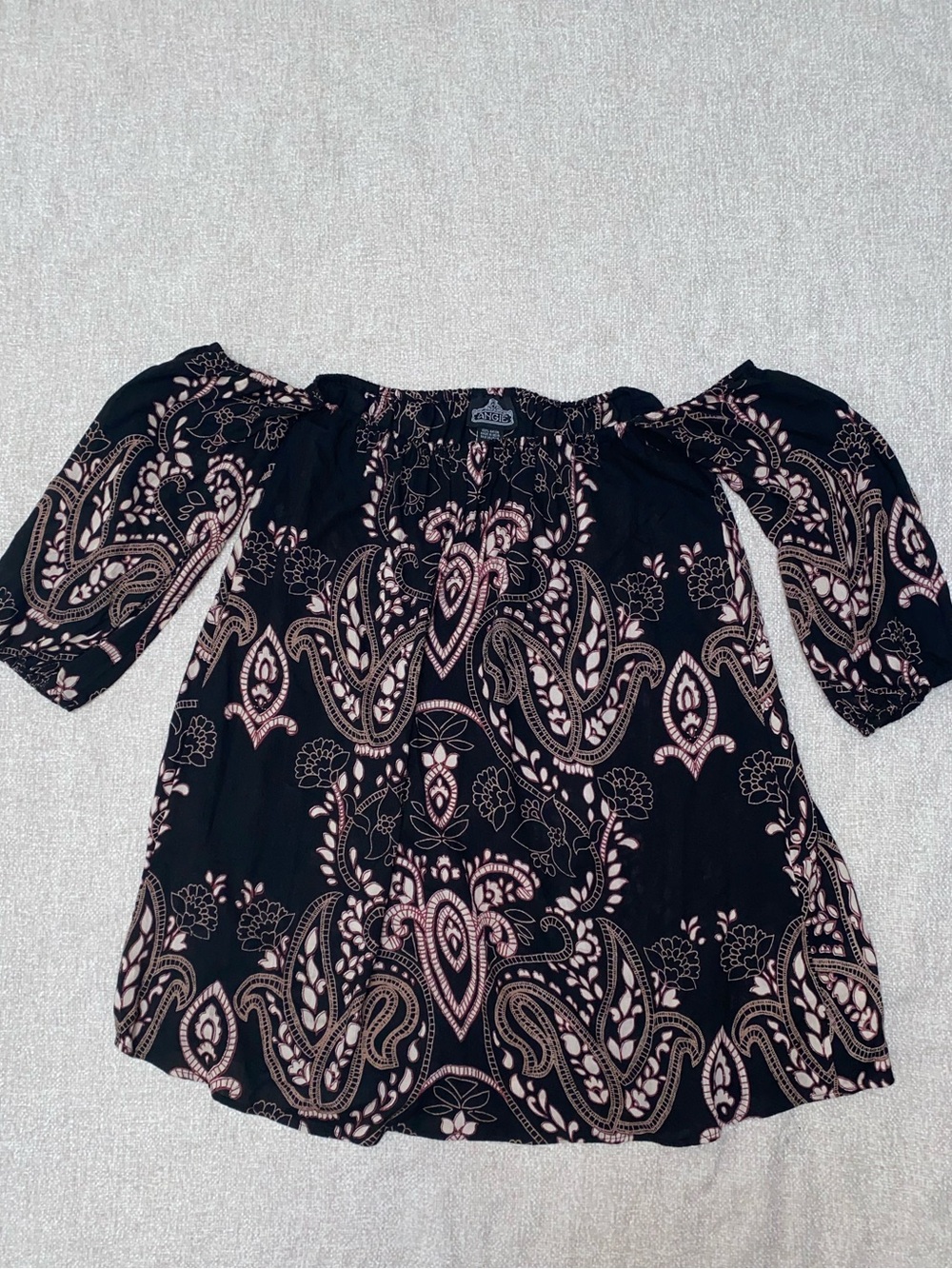 Angie Boho Paisley Off-The-Shoulder Mini Dress Size Small